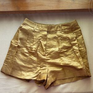 J. Crew Gold High-Waist Pleated Shorts